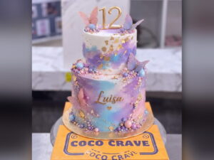 Two Tier Pastel Butterfly Cake in Lahore