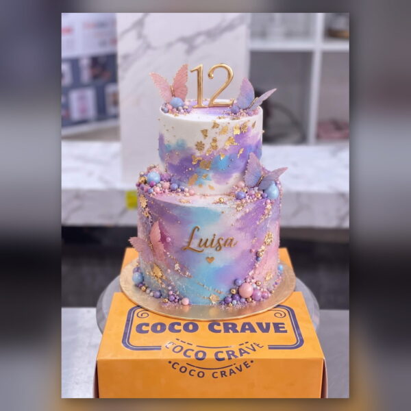 Two Tier Pastel Butterfly Cake in Lahore — delivered in Lahore
