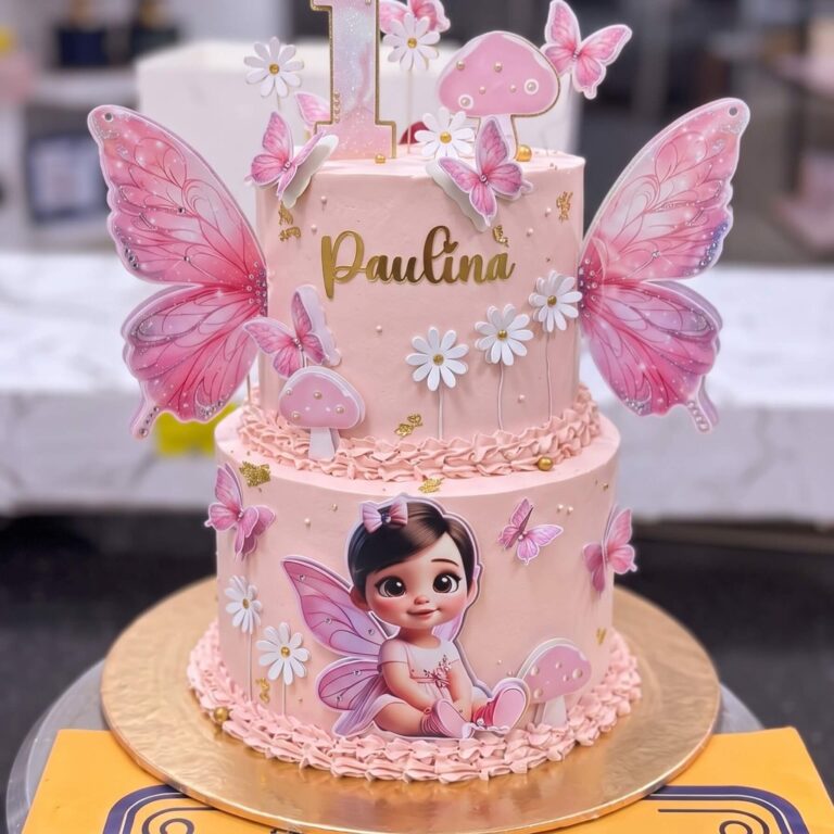 Two Tier Pink Fairy Cake with Wings in Lahore