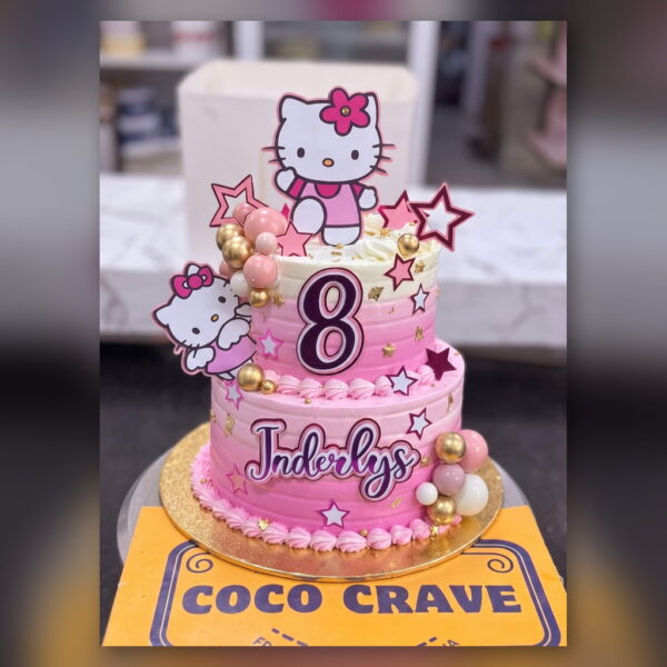 Two Tier Pink Hello Kitty Cake in Lahore — delivered in Lahore Cake Delivery Dha, Lahore