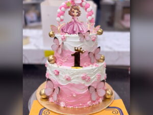 Two Tier Pink Princess Cake in Lahore