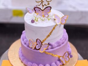 Two Tier Purple Butterfly Cake in Lahore