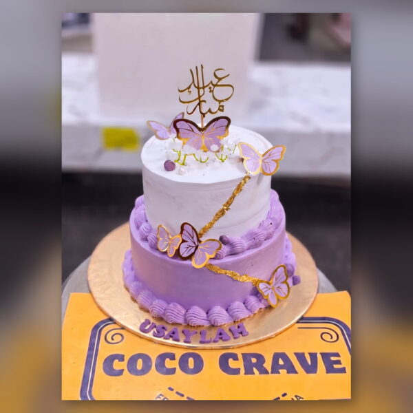 Two Tier Purple Butterfly Cake in Lahore — delivered in Lahore Birthday, Lahore