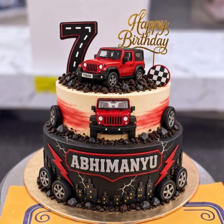 Two Tier Red Jeep Cake in Lahore