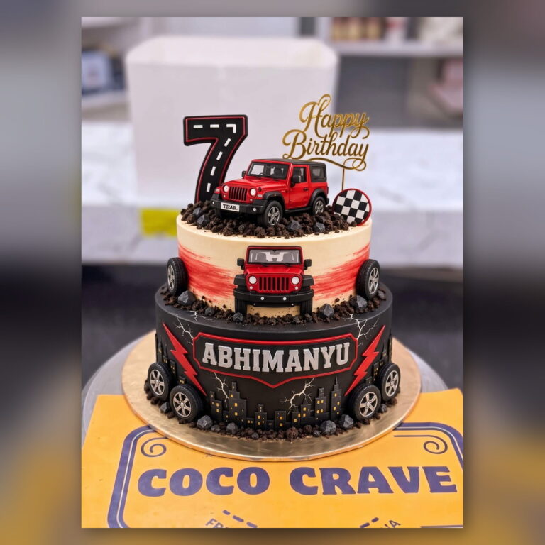 Two Tier Red Jeep Cake in Lahore