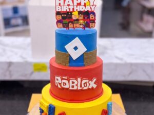 Two Tier Red and Yellow Roblox Cake in Lahore
