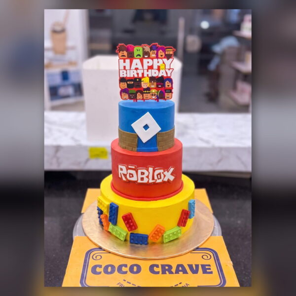 Two Tier Red and Yellow Roblox Cake in Lahore — delivered in Lahore Cake Delivery Dha, Lahore
