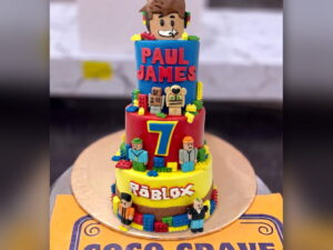 Two Tier Roblox Blocks 7th Birthday Cake in Lahore