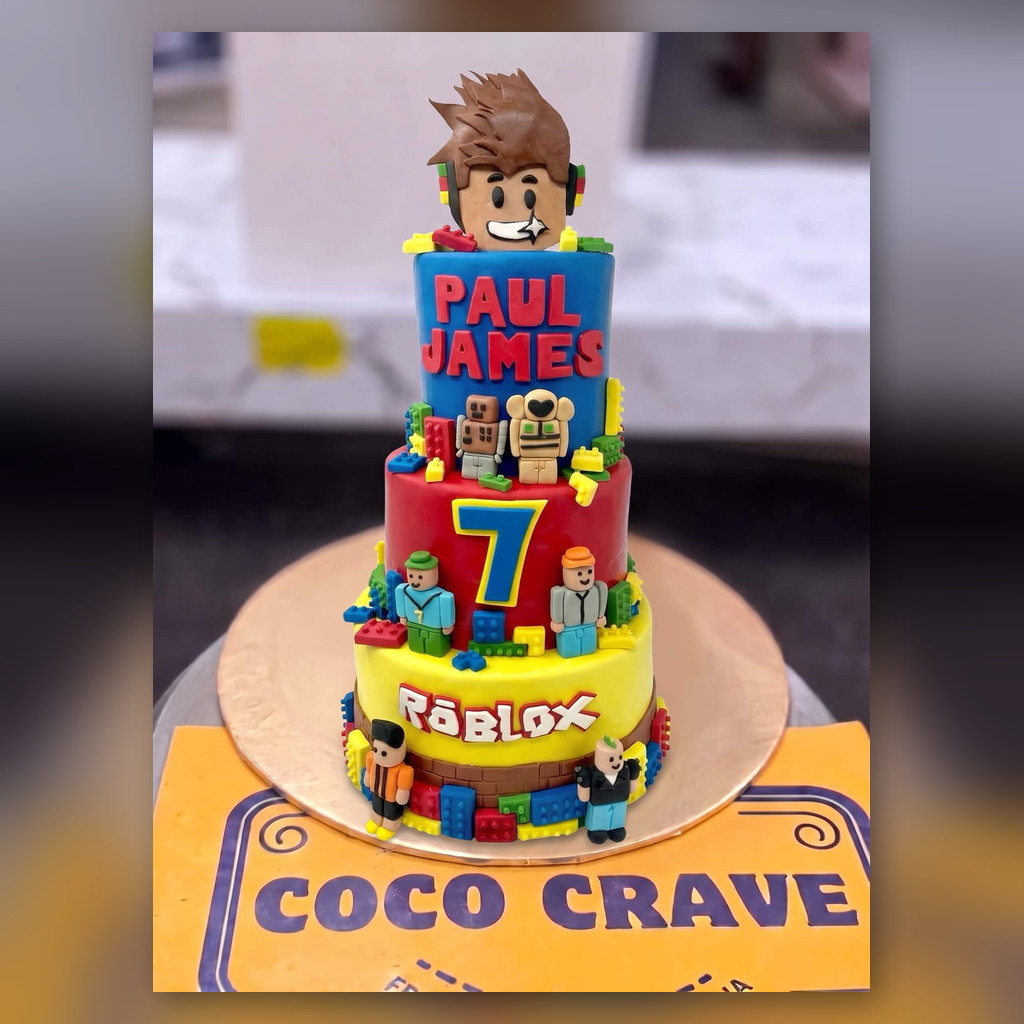 Two Tier Roblox Blocks 7th Birthday Cake in Lahore Two Tier Roblox Blocks 7th Birthday Cake in Lahore — CocoCrave.pk Lahore