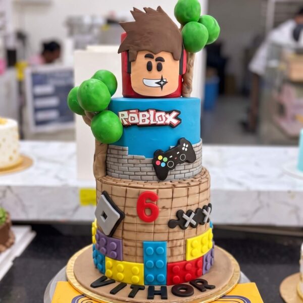 Two Tier Roblox Tower Birthday Cake in Lahore — delivered in Eme Society, Lahore