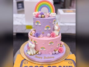 Two Tier Unicorn Rainbow Cake in Lahore