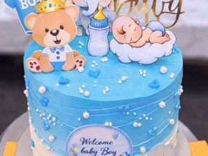 Welcome Baby Boy Teddy Cake in Lahore