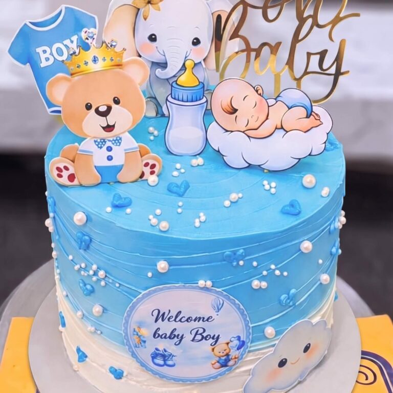 Welcome Baby Boy Teddy Cake in Lahore