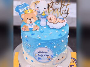 Welcome Baby Boy Teddy Cake in Lahore