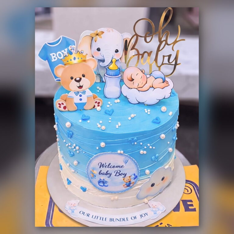 Welcome Baby Boy Teddy Cake in Lahore