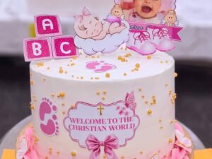 Welcome Baby Girl Christening Cake in Lahore