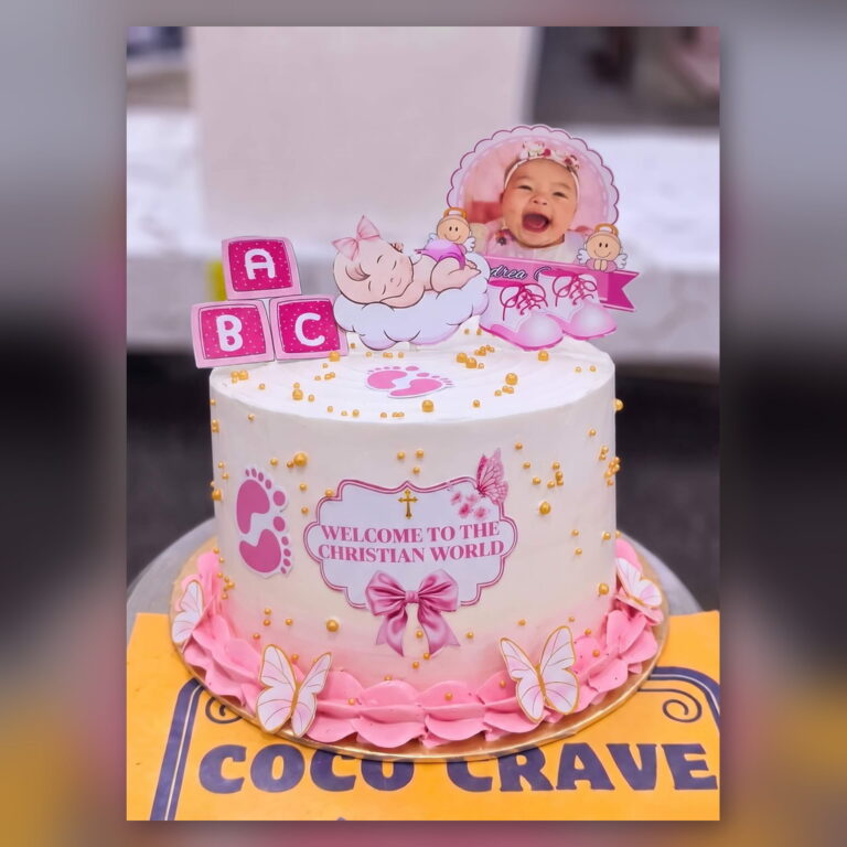 Welcome Baby Girl Christening Cake in Lahore