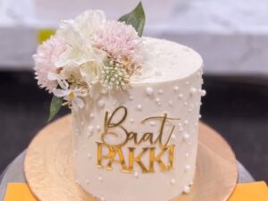 White and Gold Baat Pakki Cake in Lahore