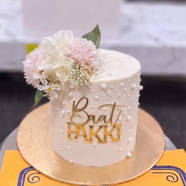 White and Gold Baat Pakki Cake in Lahore — delivered in Lahore