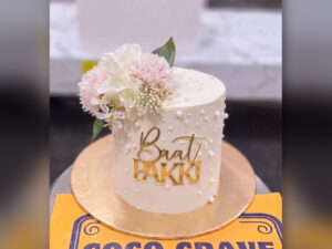 White and Gold Baat Pakki Cake in Lahore