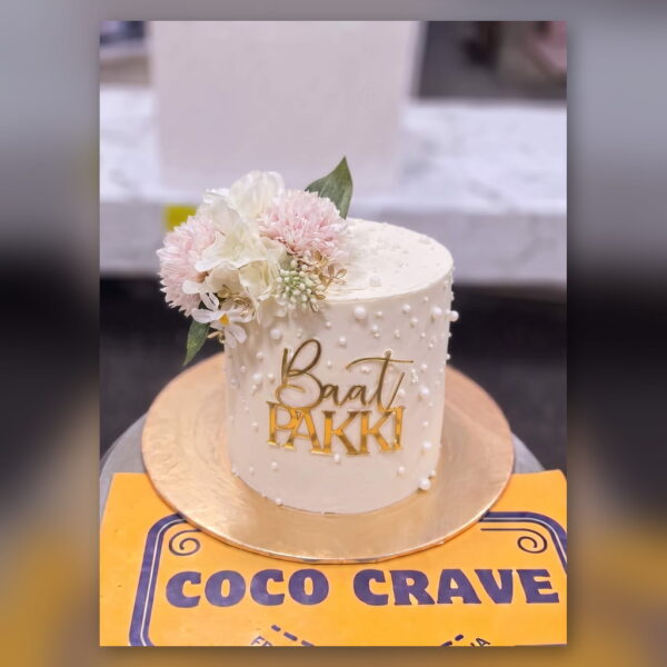 White and Gold Baat Pakki Cake in Lahore — delivered in Lake City, Lahore