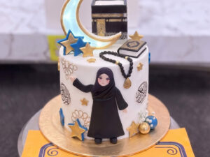 White Blue Islamic Graduation Cake in Lahore