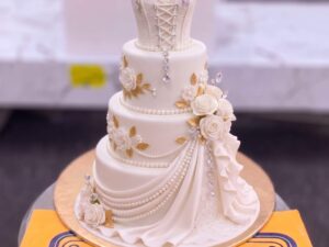 White Bridal Gown Pearl Cake in Lahore