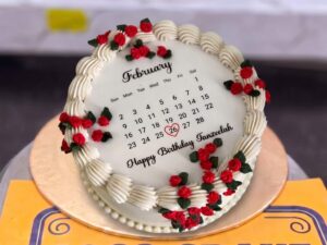 White Calendar Rose Birthday Cake in Lahore