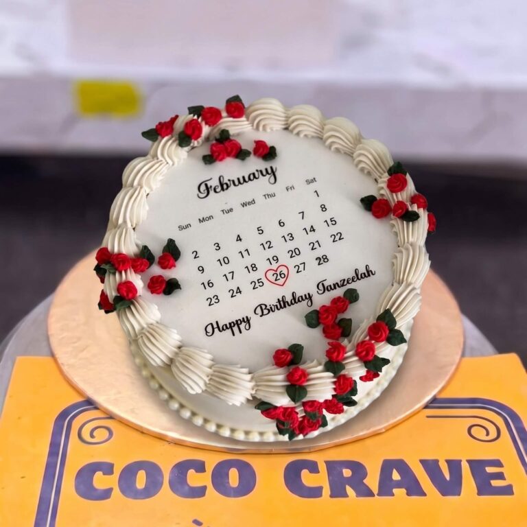 White Calendar Rose Birthday Cake in Lahore