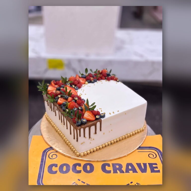 White Drip Cake with Strawberries in Lahore