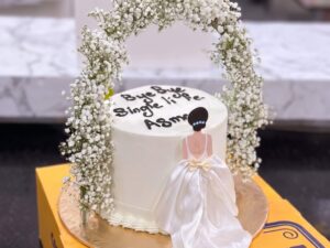White Floral Arch Bridal Shower Cake in Lahore