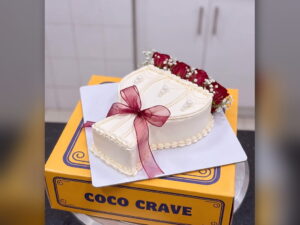 White Gift Box Cake with Pink Ribbon in Lahore