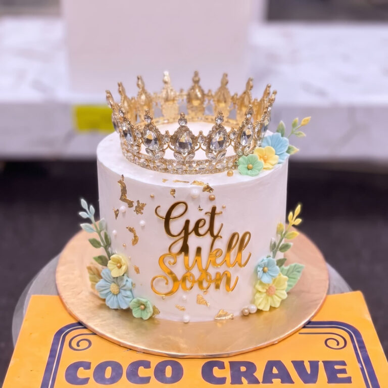 White Gold Crown Get Well Soon Cake in Lahore