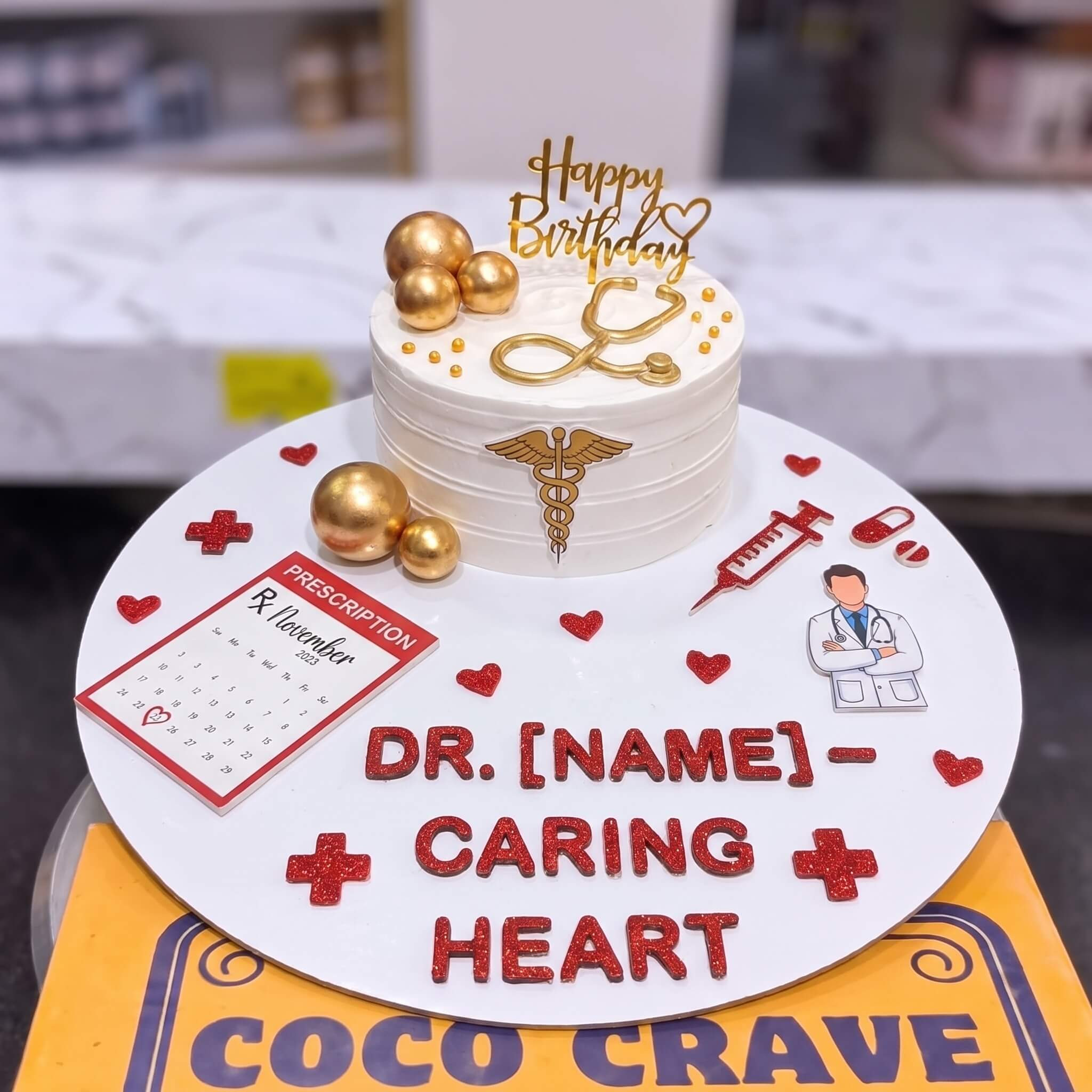 White Gold Doctor Birthday Cake in Lahore White Gold Doctor Birthday Cake in Lahore — CocoCrave Lahore