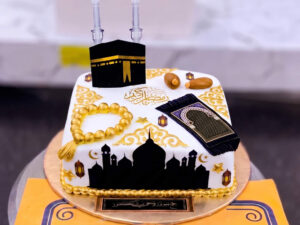 White Gold Kaaba Crescent Cake in Lahore