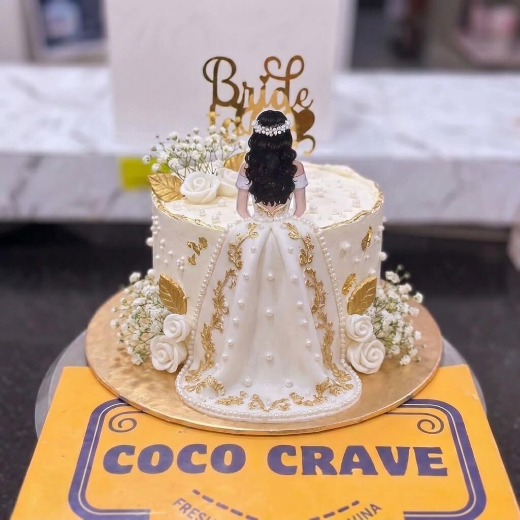 White Gown Bride To Be Cake in Lahore White Gown Bride To Be Cake in Lahore — CocoCrave Lahore