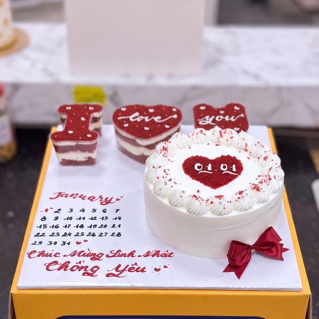 White Heart Calendar Cake for Husband in Lahore White Heart Calendar Cake for Husband by CocoCrave.pk in Lahore