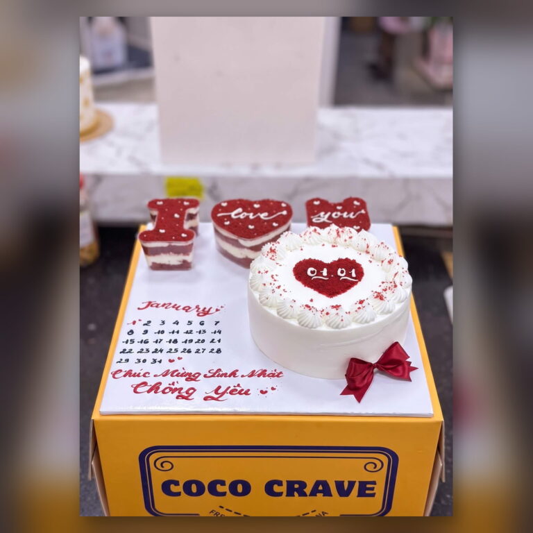 White Heart Calendar Cake for Husband in Lahore