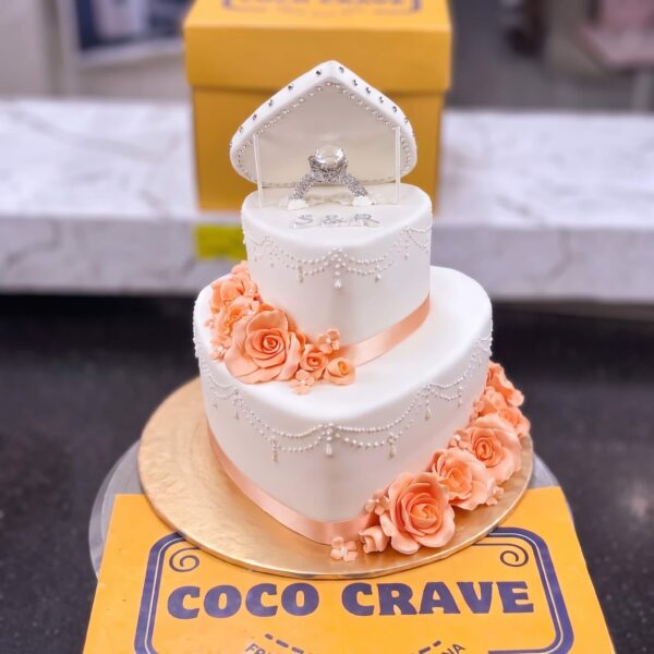 White Heart Ring Box Two Tier Walima Cake in Lahore — delivered in Lahore