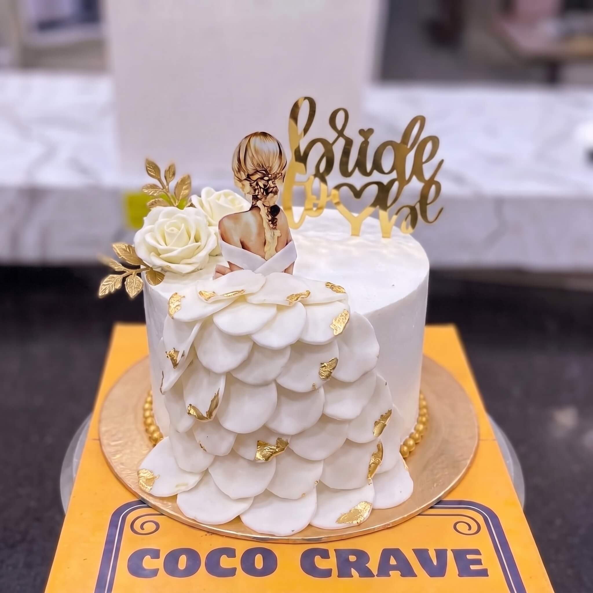 White Petal Bride To Be Cake in Lahore White Petal Bride To Be Cake in Lahore — CocoCrave Lahore