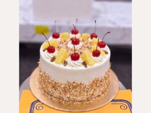 White Pineapple Cherry Cream Cake in Lahore