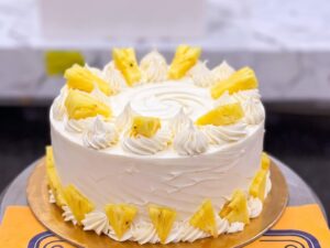 White Pineapple Cream Birthday Cake in Lahore — CocoCrave Lahore