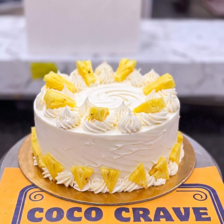 White Pineapple Cream Birthday Cake in Lahore