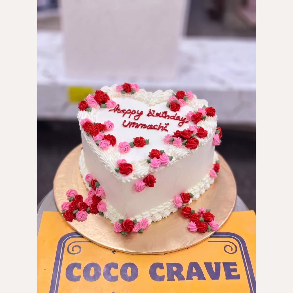 White Red Heart Birthday Cake with Roses in Lahore White Red Heart Birthday Cake with Roses in Lahore — CocoCrave Lahore