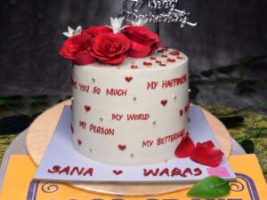 White Red Rose Couple Cake in Lahore