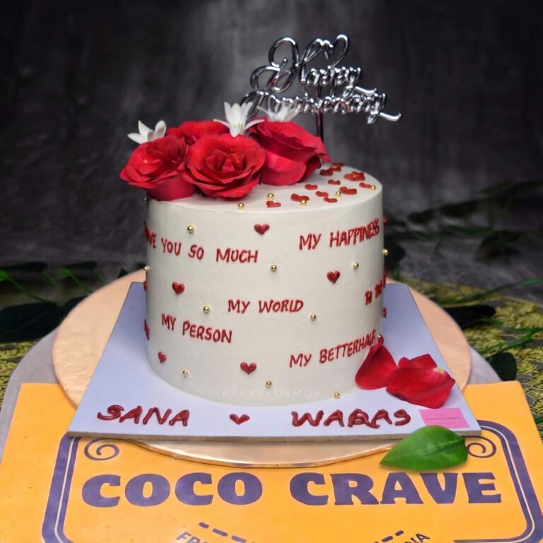 White Red Rose Couple Cake in Lahore