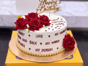 White Red Rose Love Message Cake in Lahore