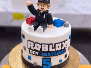 White Roblox Boy 5th Birthday Cake in Lahore