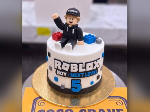 White Roblox Boy 5th Birthday Cake in Lahore