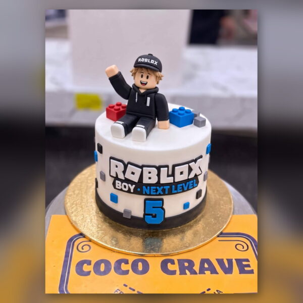 White Roblox Boy 5th Birthday Cake in Lahore — delivered in Lahore
